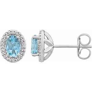 Oval 4-Prong Halo-Style Earrings