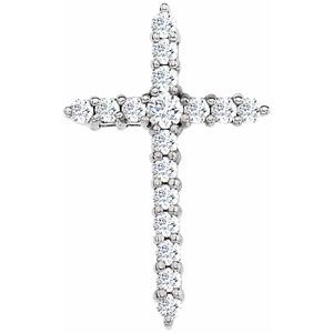 14K White Gold 1/3 CTW Natural Diamond Cross Pendant