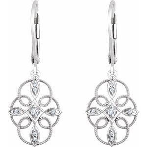 Sterling Silver 1/10 CTW Natural Diamond Filigree Earrings – image 2