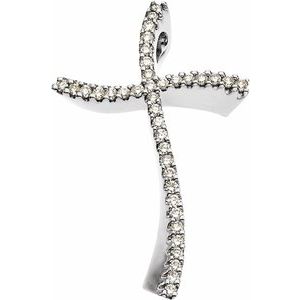 14K White Gold 3/8 CTW Natural Diamond Cross Pendant