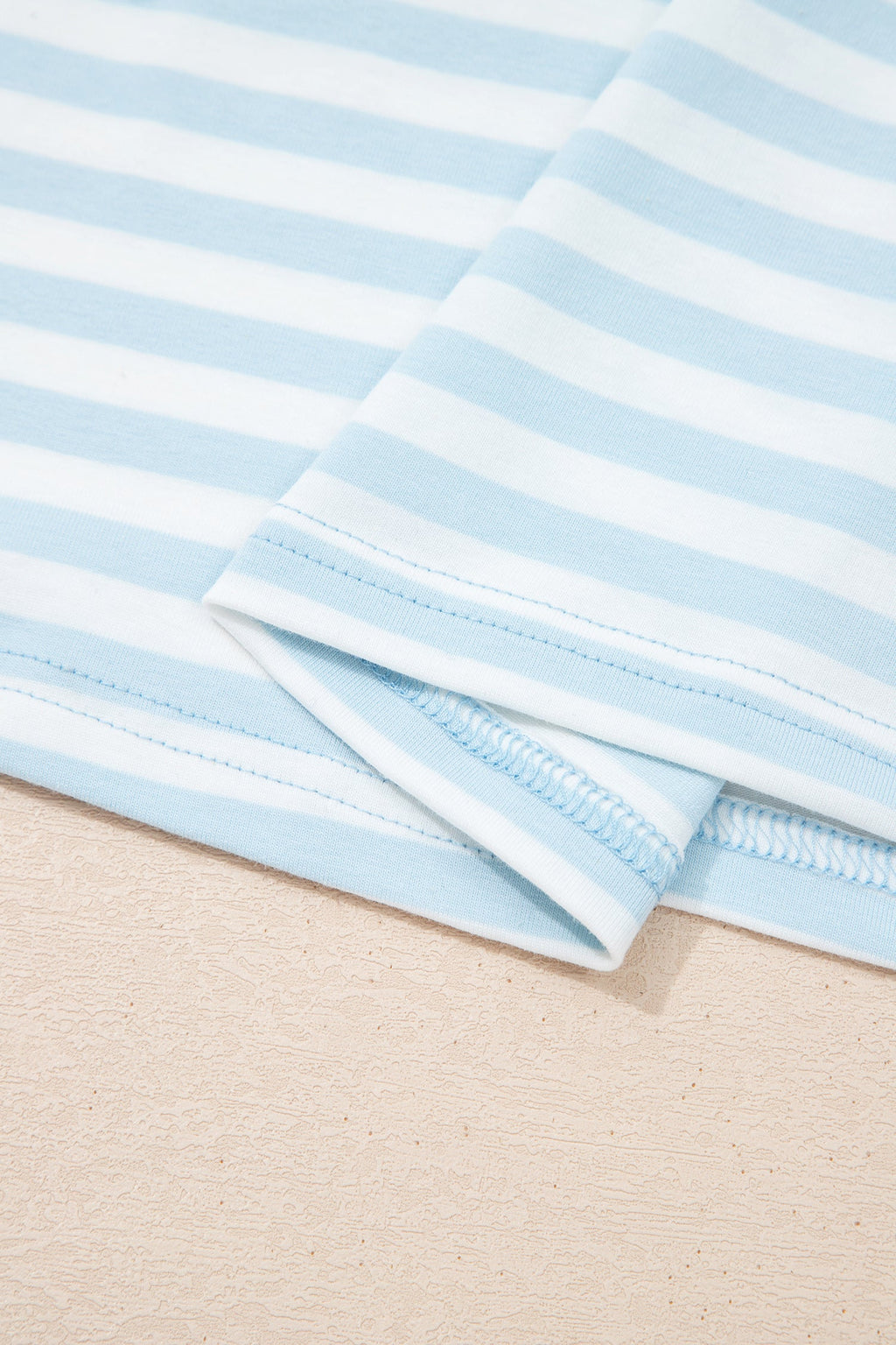 Stripe Contrast Trim Tee & Drawstring Shorts Set