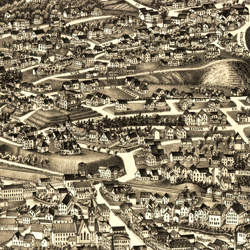Vintage Map of Athol, Massachusetts 1887