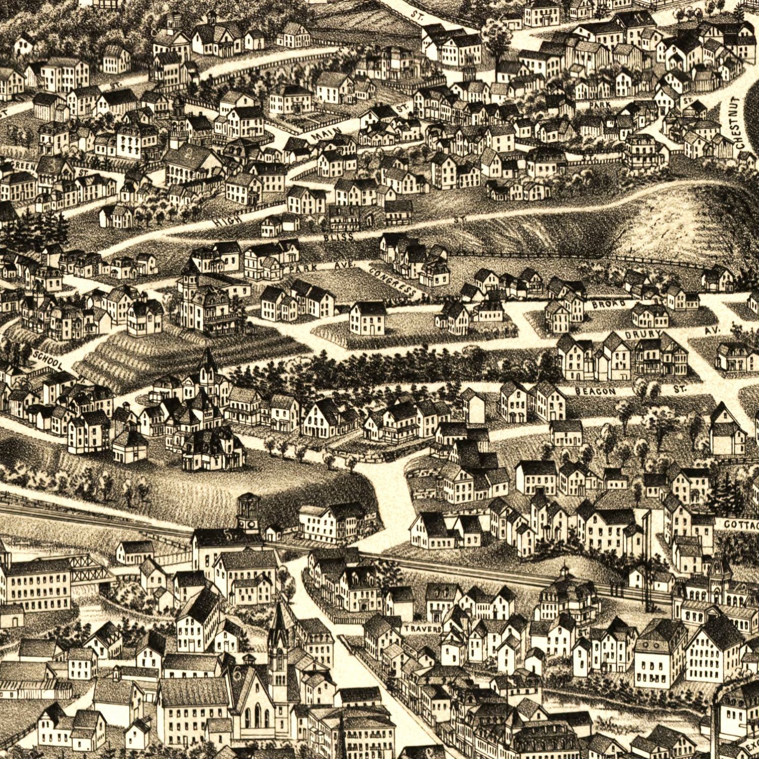 Vintage Map of Athol, Massachusetts 1887