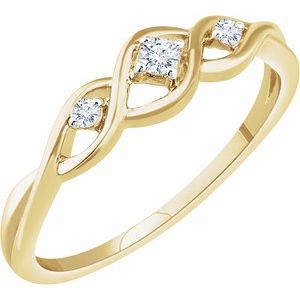 14K Yellow Gold .08 CTW Natural Diamond Freeform Ring