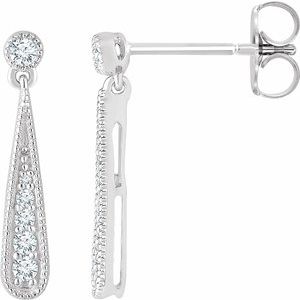 14K White Gold 1/6 CTW Natural Diamond Teardrop Earrings