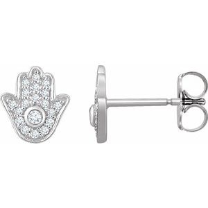 14K White Gold 1/5 CTW Natural Diamond Hamsa Earrings