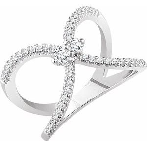 14K White Gold 3/8 CTW Natural Diamond Negative Space Ring