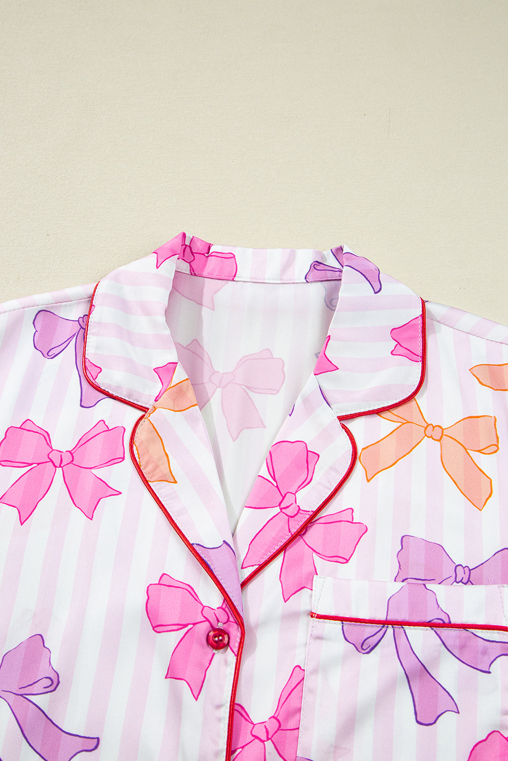 Stripe Bow Tie Shirt and Pants Pajama Set