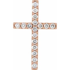 14K Rose Gold 1/2 CTW Natural Diamond Petite Cross Pendant