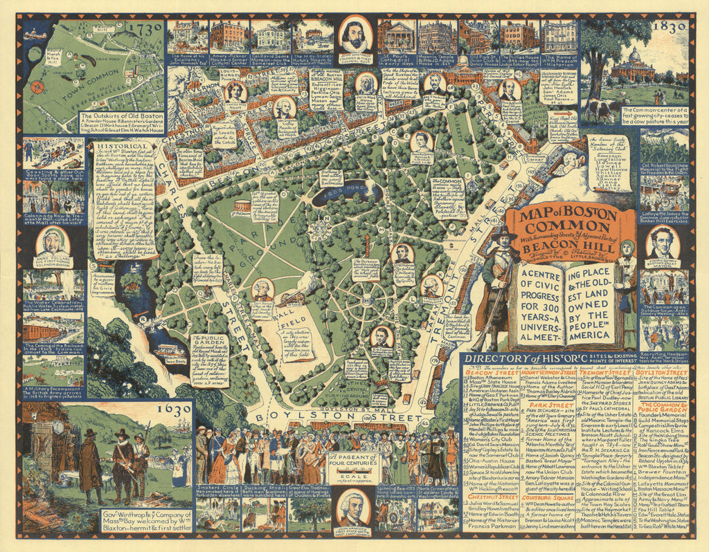 Vintage Map of Boston, Massachusetts 1930