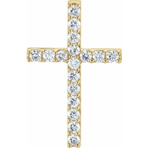 14K Yellow Gold 5/8 CTW Lab-Grown Diamond Petite Cross Pendant