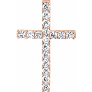 14K Rose Gold 5/8 CTW Lab-Grown Diamond Petite Cross Pendant