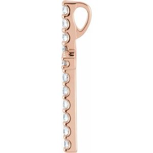 14K Rose Gold 5/8 CTW Lab-Grown Diamond Petite Cross Pendant