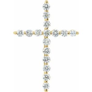 14K Yellow Gold 5/8 CTW Natural Diamond Cross Pendant