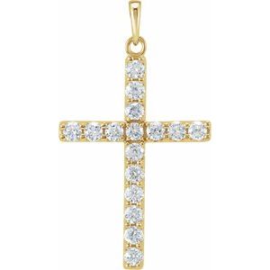 14K Yellow Gold 1/5 CTW Natural Diamond Cross Pendant