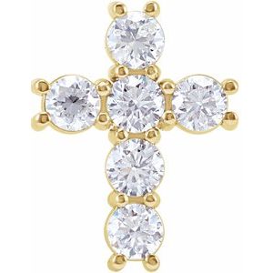 14K Yellow Gold 9/10 CTW Natural Diamond Cross Pendant
