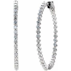 14K White Gold 3 CTW Natural Diamond Inside-Outside Hinged 41.9 mm Hoop Earrings – image 2