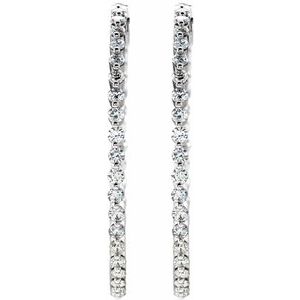 14K White Gold 3 CTW Natural Diamond Inside-Outside Hinged 41.9 mm Hoop Earrings – image 3