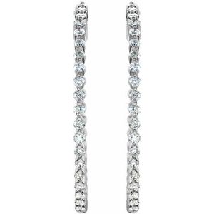 14K White Gold 2 CTW Natural Diamond Inside-Outside Hinged 36.9 mm Hoop Earrings – image 3
