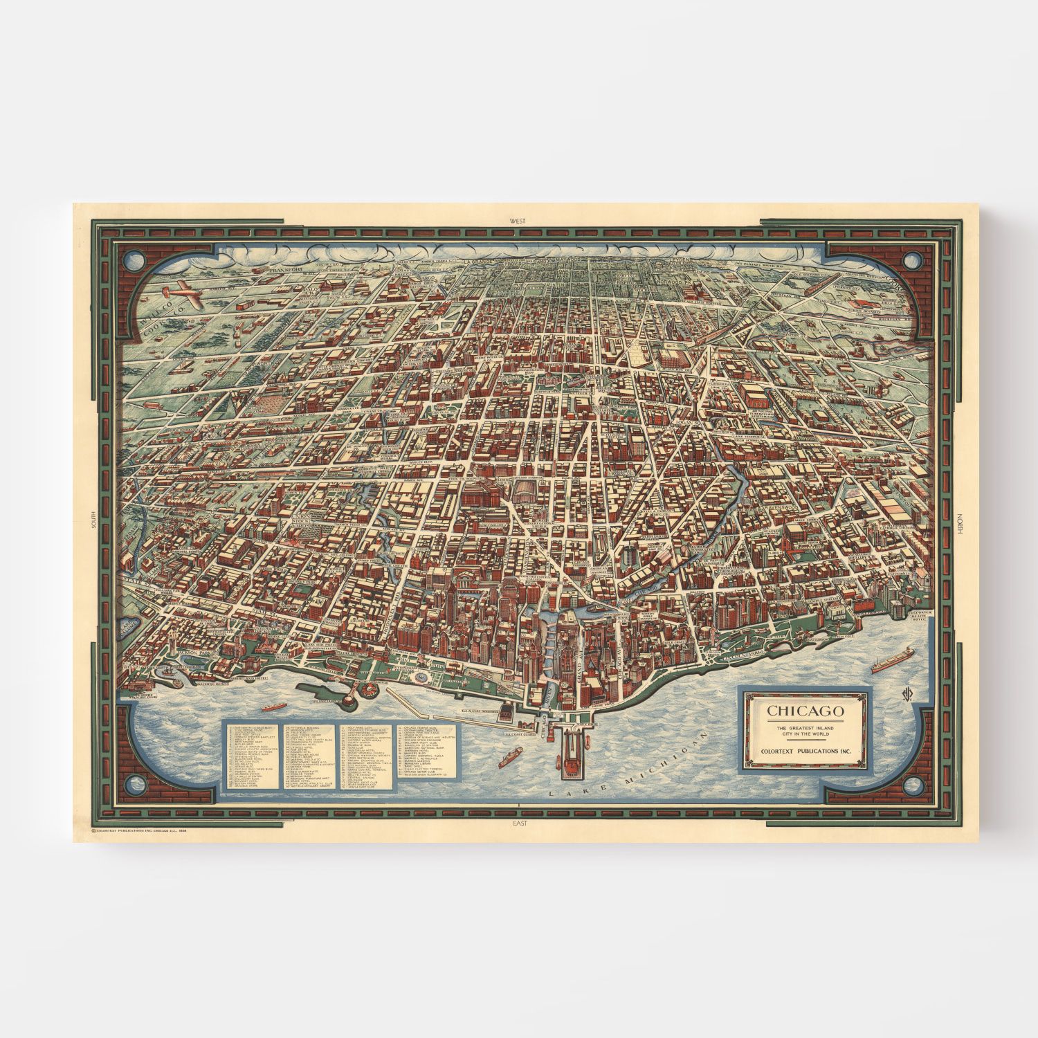 Vintage Map of Chicago, Illinois 1938