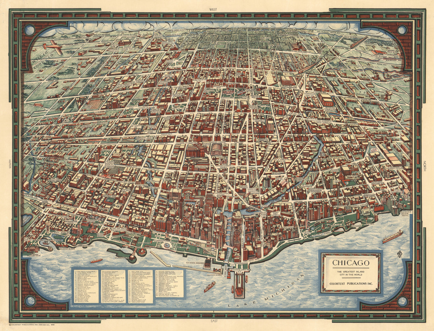 Vintage Map of Chicago, Illinois 1938
