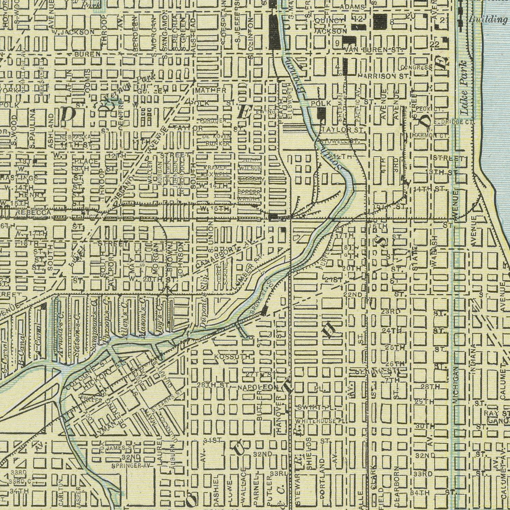 Vintage Map of Chicago, Illinois 1889