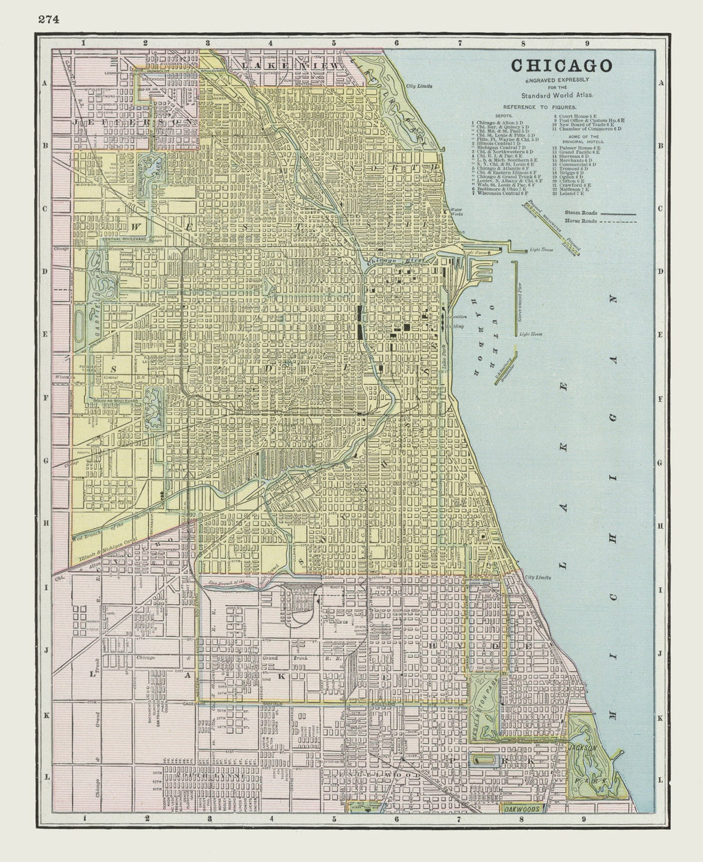 Vintage Map of Chicago, Illinois 1889