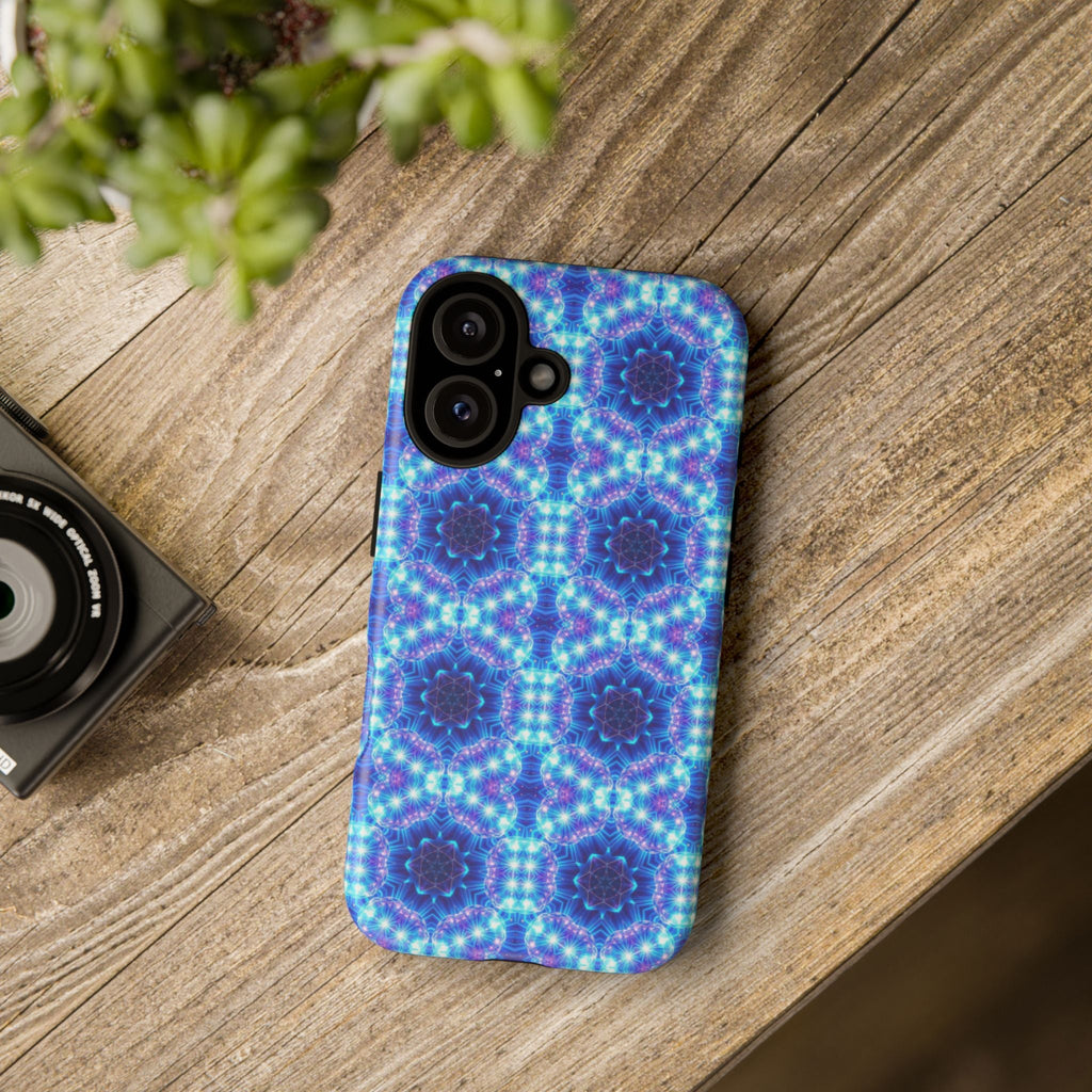 Blue Mandalas with Neon Lights Tough Phone Cases