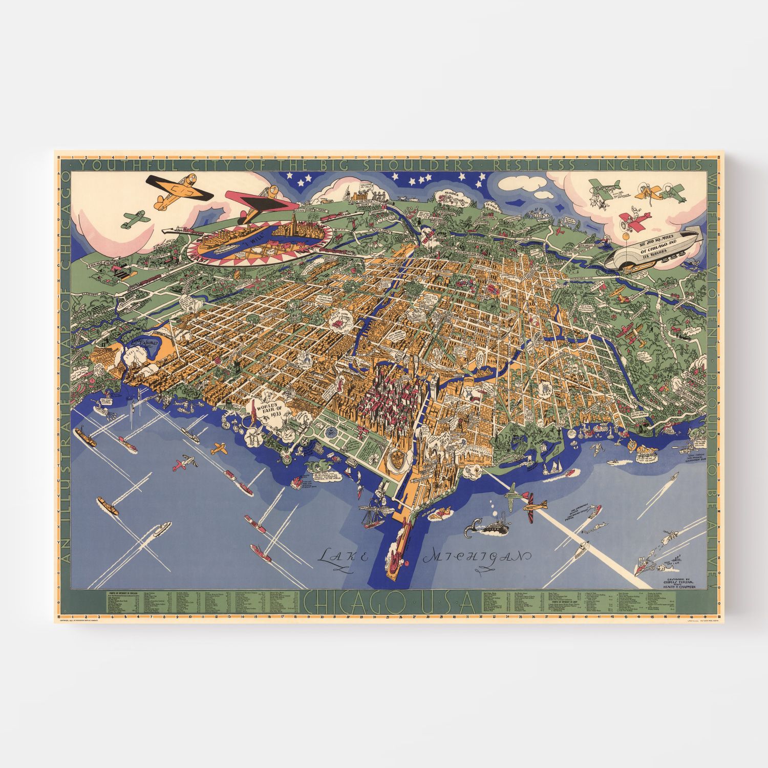 Vintage Map of Chicago, Illinois 1931