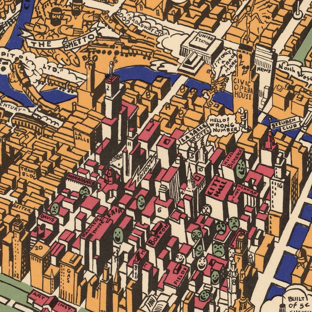 Vintage Map of Chicago, Illinois 1931