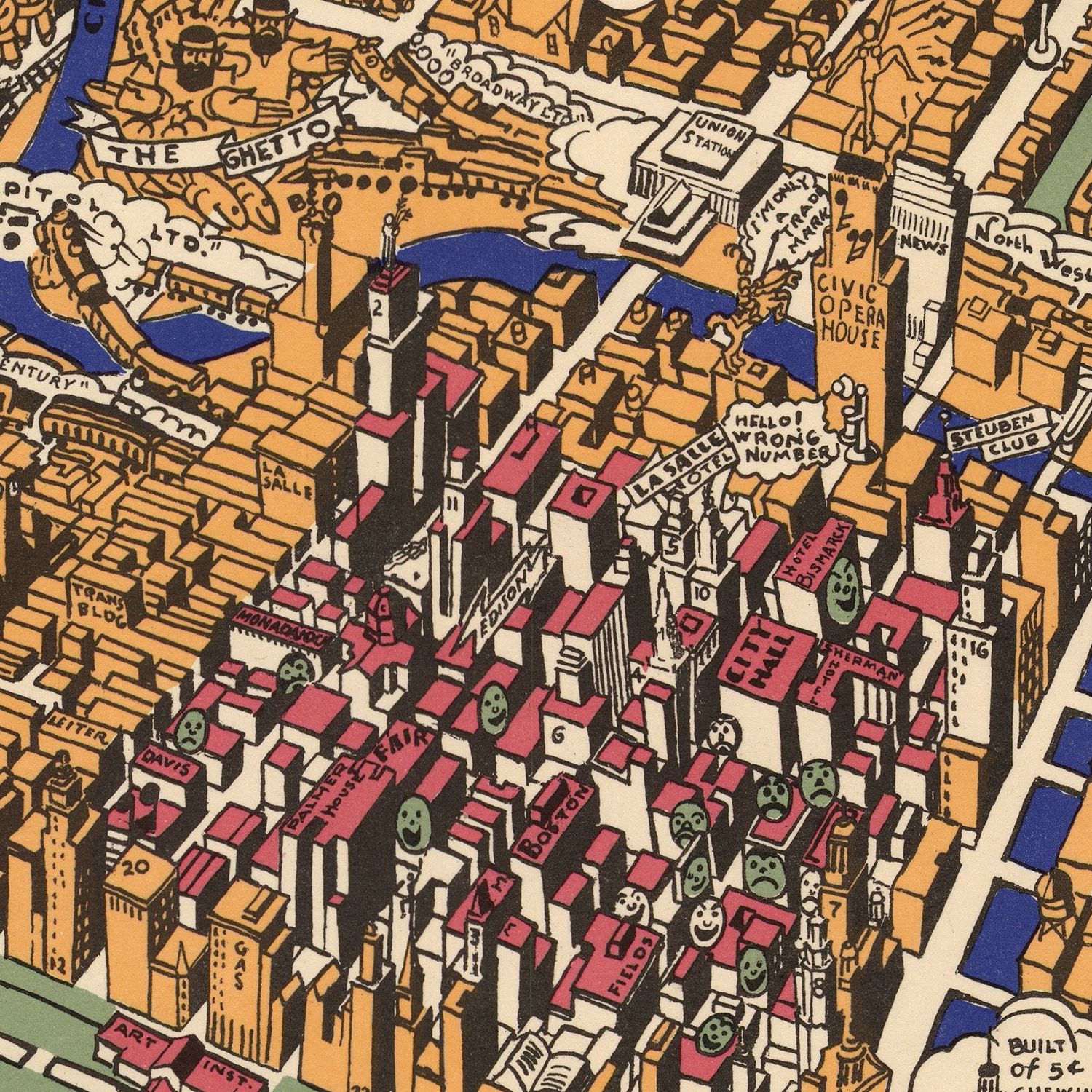 Vintage Map of Chicago, Illinois 1931