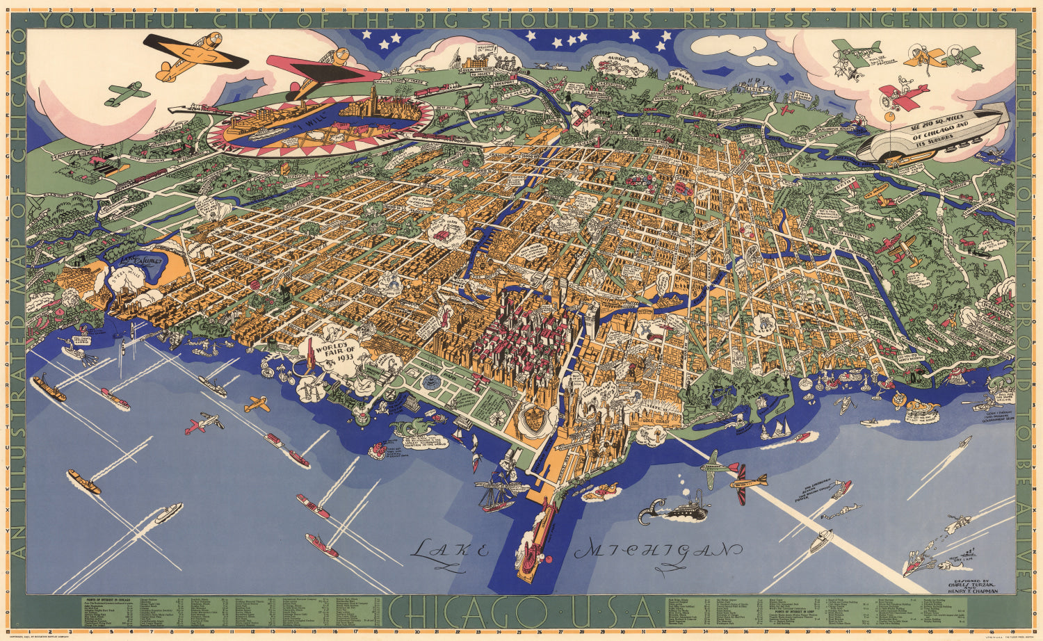 Vintage Map of Chicago, Illinois 1931