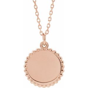 Engravable Beaded Disc Necklace or Charm/Pendant