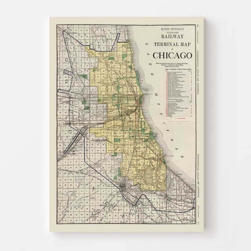 Vintage Map of Chicago, Illinois 1924