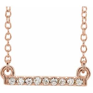 14K Rose Gold .07 CTW Petite Natural Diamond Bar 16-18" Necklace