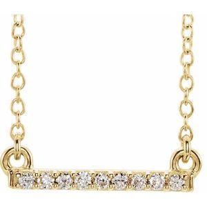 14K Yellow Gold .07 CTW Petite Natural Diamond Bar 16-18" Necklace