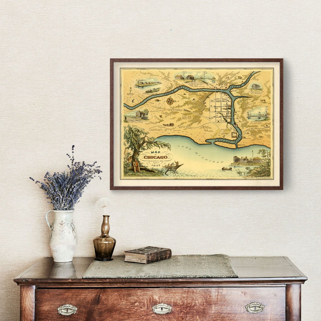 Vintage Map of Chicago, Illinois 1933