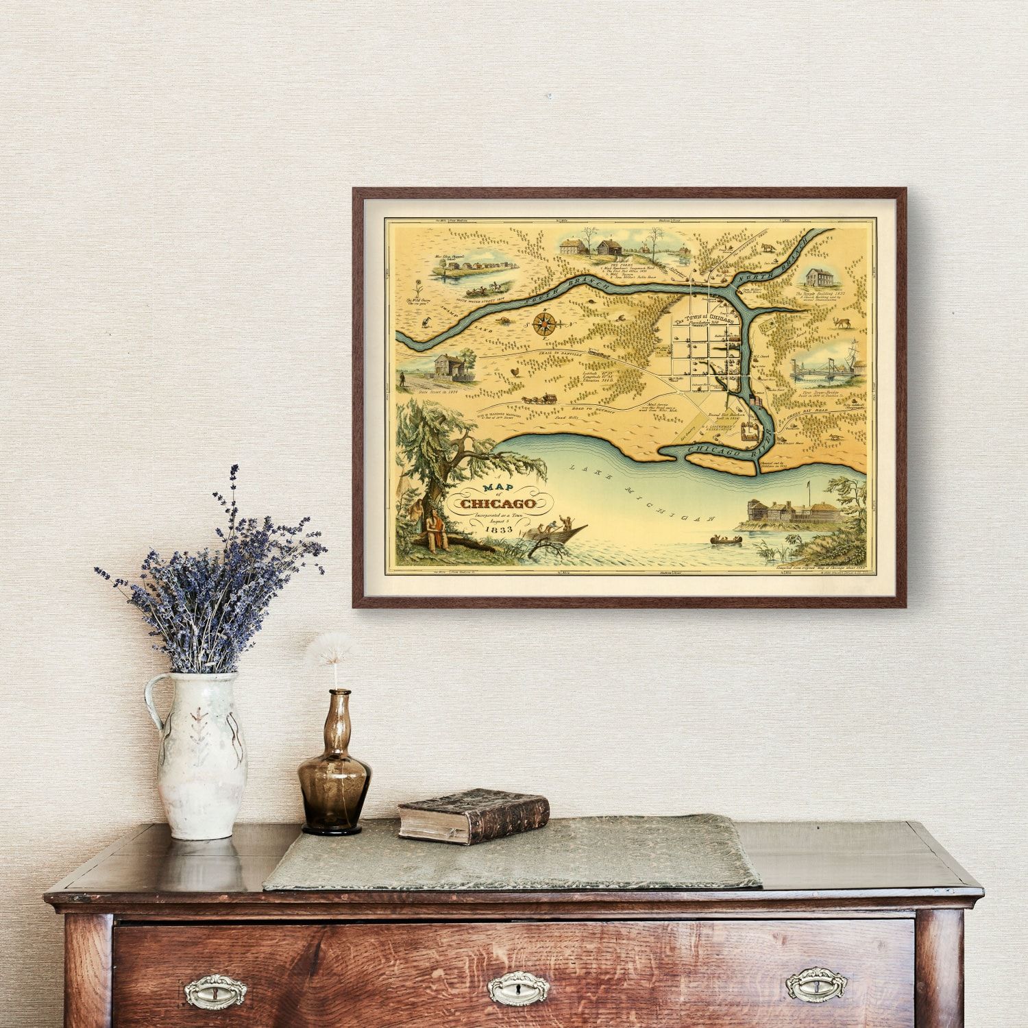 Vintage Map of Chicago, Illinois 1933