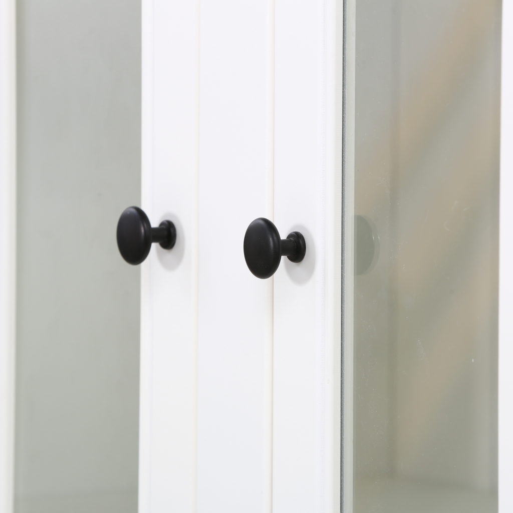 75.25'' Tall Display Cabinet and Two Triangle Sided Bookshelves, 69.25'' Wide Retro Style Wall Suit with Glass Doors, for Hallways, Living room, Office, Studio or Workspace - White