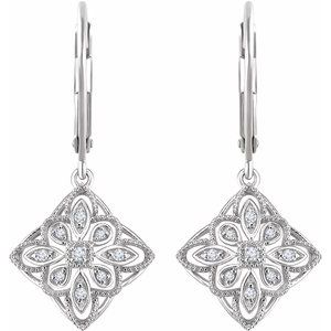 Sterling Silver 1/10 CTW Natural Diamond Granulated Filigree Earrings – image 2