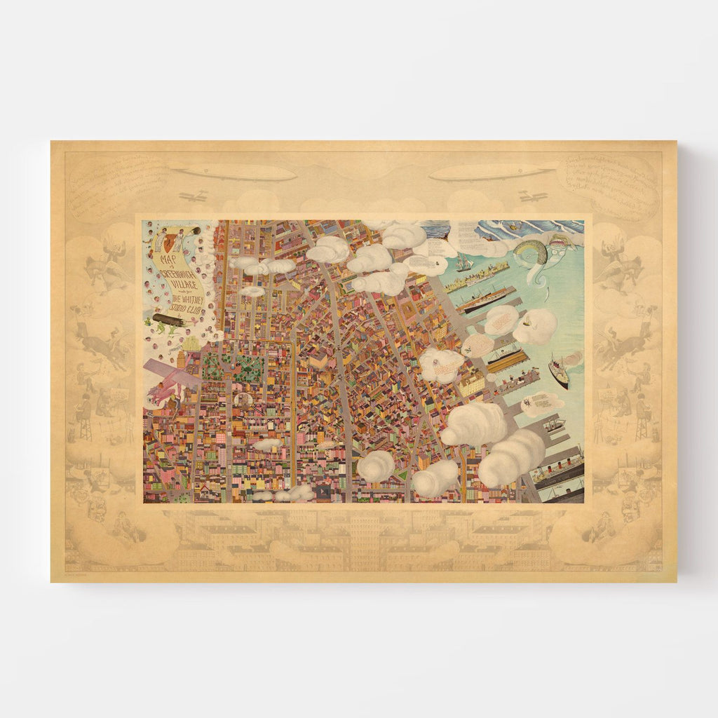 Vintage Map of Greenwich Village, New York 1920