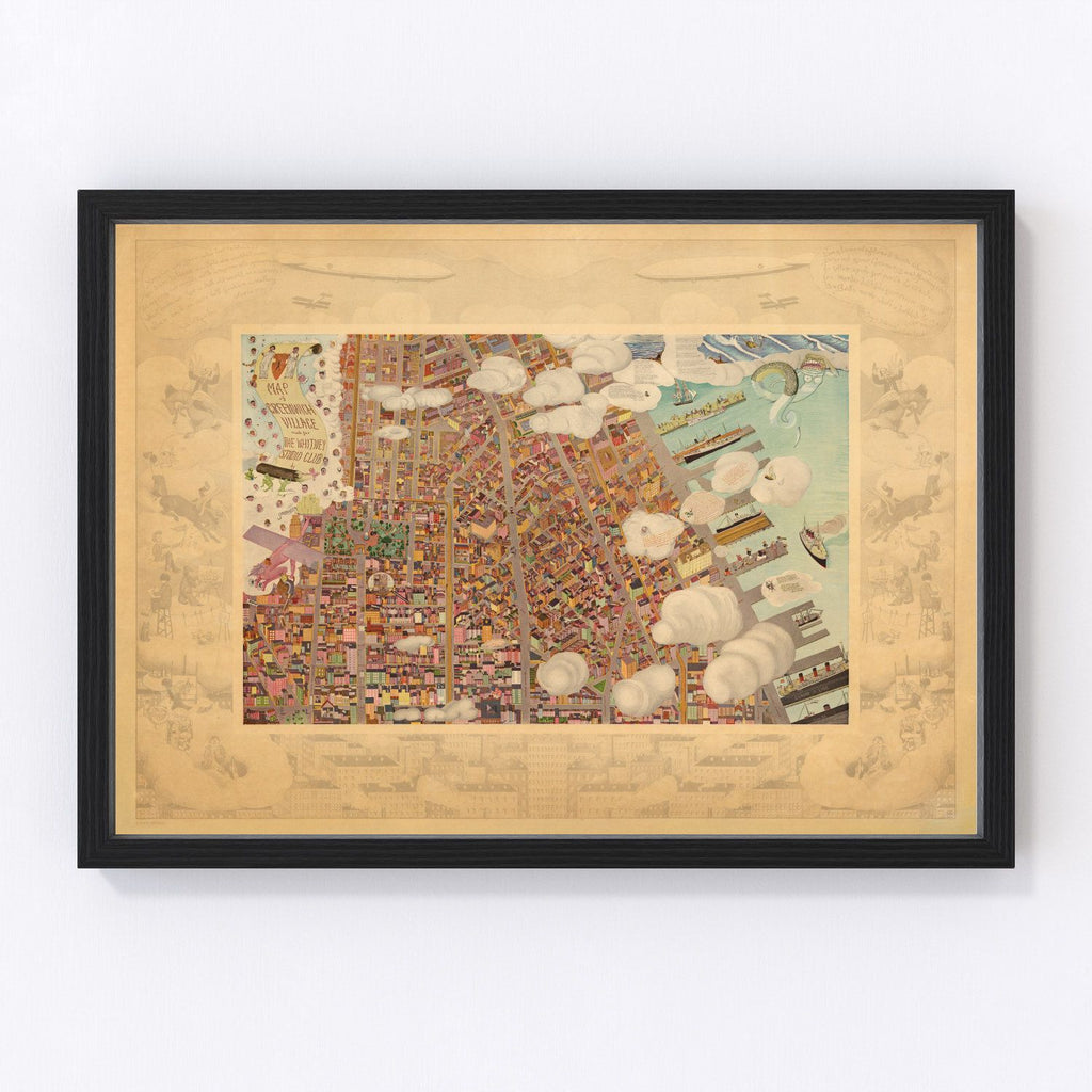 Vintage Map of Greenwich Village, New York 1920