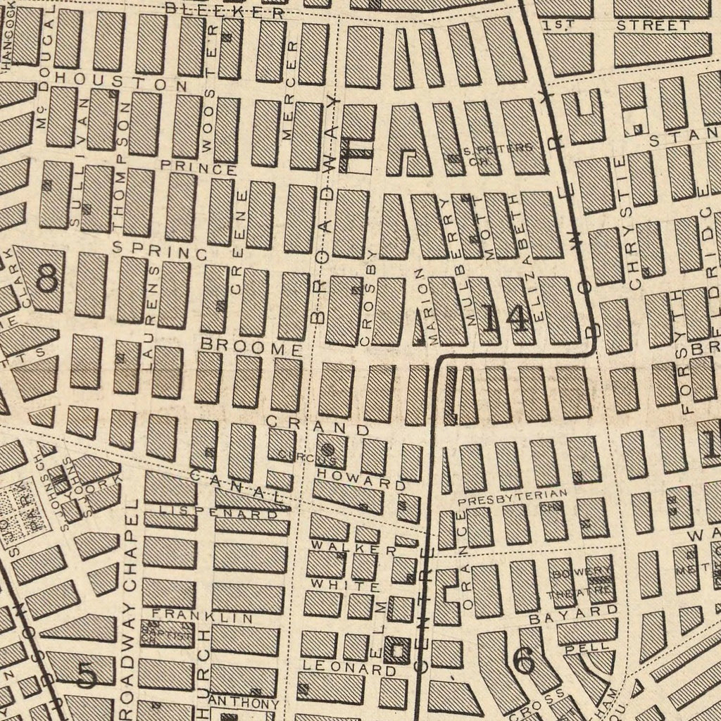 Vintage Map of New York City, New York 1851