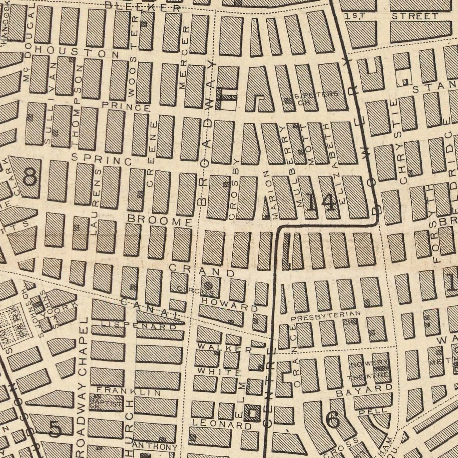 Vintage Map of New York City, New York 1851