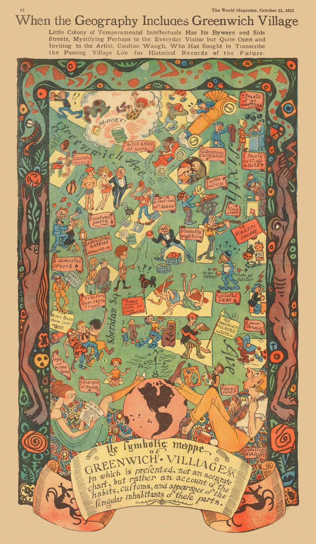 Vintage Map of Greenwich Village, New York 1922
