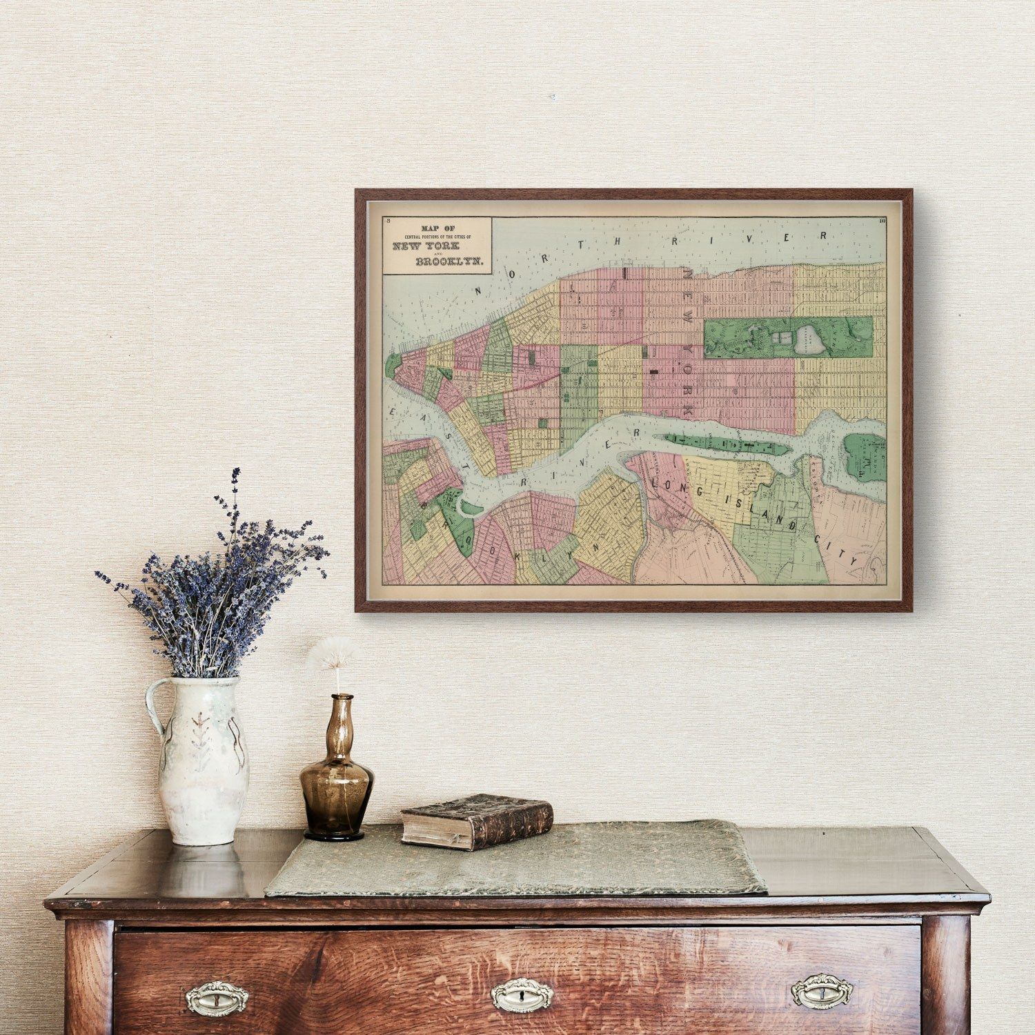 Vintage Map of Brooklyn, New York 1873
