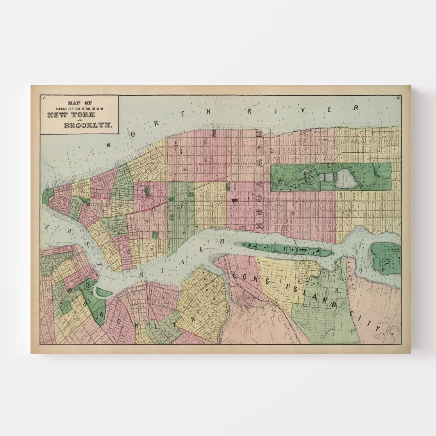 Vintage Map of Brooklyn, New York 1873