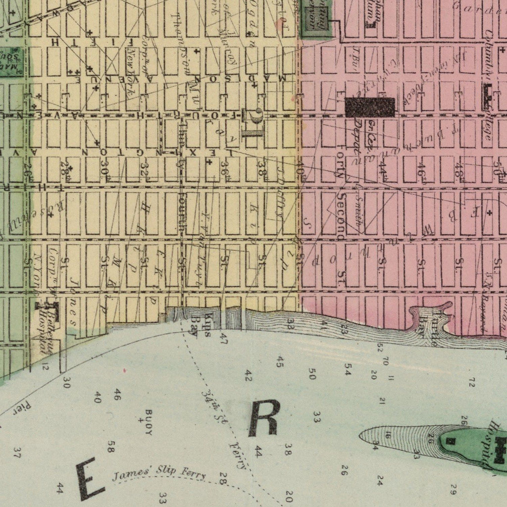 Vintage Map of Brooklyn, New York 1873