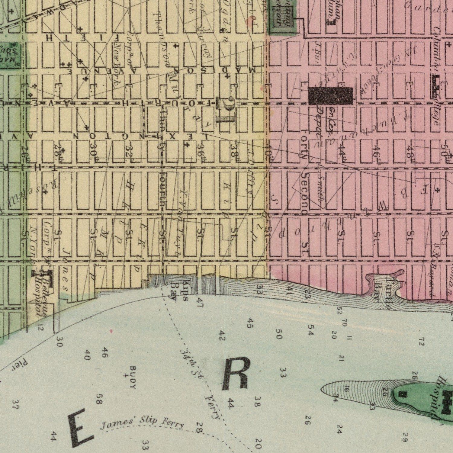Vintage Map of Brooklyn, New York 1873