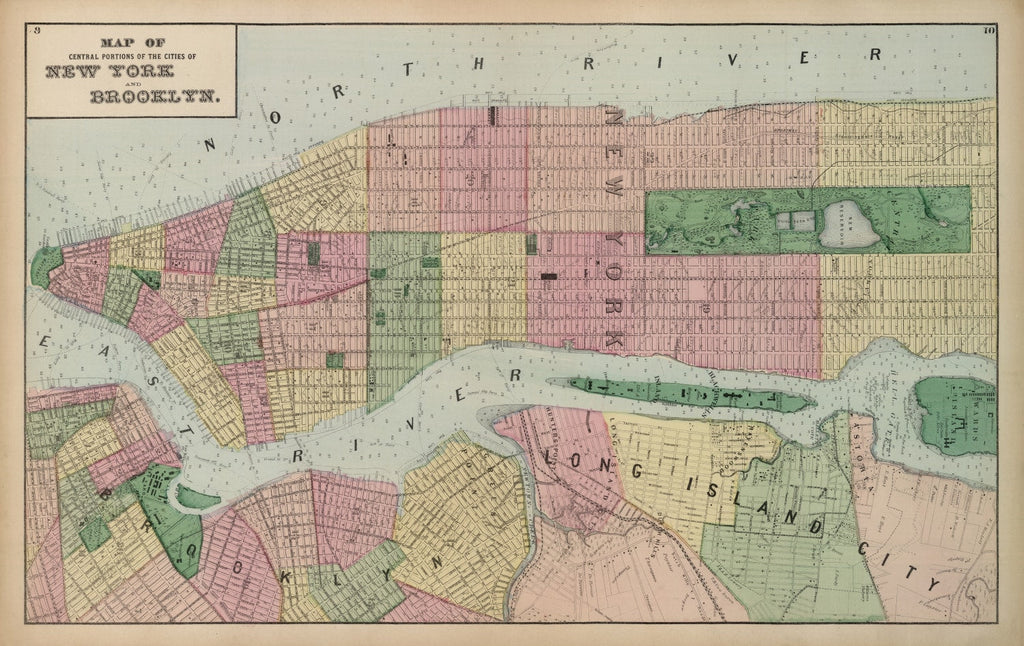 Vintage Map of Brooklyn, New York 1873